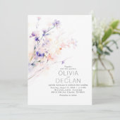 Zachte Paarse en Blush Flowers Elegante bruiloft Kaart (Staand voorkant)