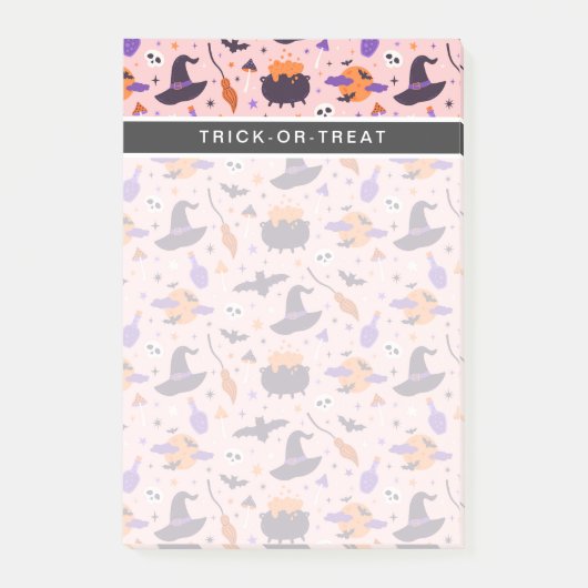 Zachte paarse en roze Halloween-patroon Post-it® Notes (Voorkant)