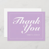 Zachte Paarse en witte moderne minimalistische bru Bedankkaart (Voorkant / Achterkant)