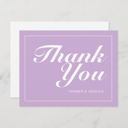 Zachte Paarse en witte moderne minimalistische bru Bedankkaart (Voorkant / Achterkant)