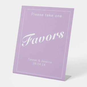 Zachte Paarse en witte moderne minimalistische bru Reclamebord Met Voetstuk