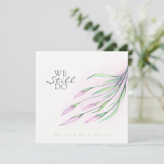 Zachte Paarse Lelies Vow Vernieuwing 25 Jaar Uitno Kaart (Staand voorkant)