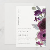 ZACHTE PAARSE LILA FLORAAL BEWAREN DE DATUM KAART (Voorkant / Achterkant)