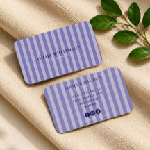 Zachte paarse minimale elegante gestreepte visitek