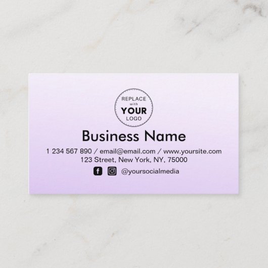 Zachte Paarse Ombre Voeg een minimale Logo korting Klantenkaartje (Achterkant)