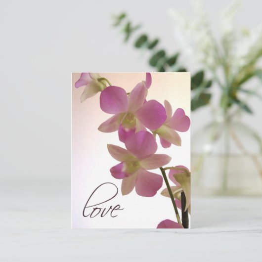 Zachte paarse orchidee briefkaart (Staand voorkant)