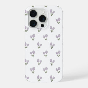 Zachte Paarse Tulp Patroon Minimalistische Estheti iPhone 15 Pro Hoesje