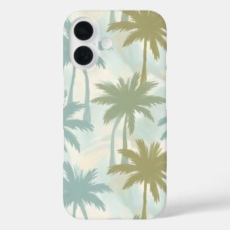 Zachte Palmboom Bomen – Pastel Tropisch Patroon iPhone 16 Hoesje