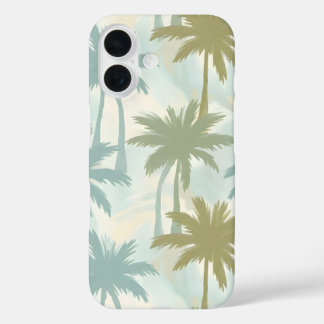 Zachte Palmboom Bomen – Pastel Tropisch Patroon iPhone 16 Hoesje