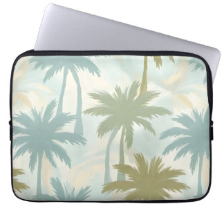 Zachte Palmboom Bomen – Pastel Tropisch Patroon Laptop Sleeve