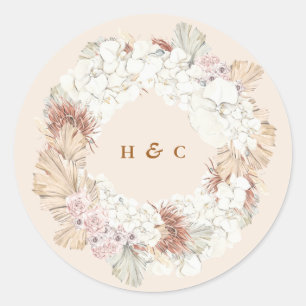 Zachte Pampas Grass Floral Oerwoud Tropical Weddin Ronde Sticker