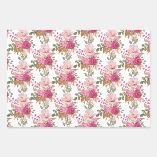 Zachte pasteellenteset van bloemen inpakpapier vel (Voorkant 2)