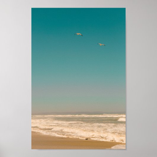 Zachte pasteien voor de kust van Sandy Beach Sky Poster (Voorkant)