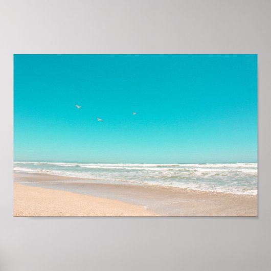 Zachte pasteien voor de kust van Sandy Beach Sky Poster (Voorkant)