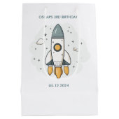 Zachte Pastel Beige Raketschip Medium Cadeauzakje (Achterkant)
