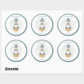 Zachte Pastel Beige Raketschip Ronde Sticker (Vel)