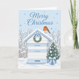Zachte Pastel Bijenkorf Kerst Scene Kaart
