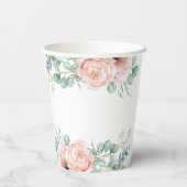 Zachte Pastel Bloemen 90ste Verjaardag Viering Papieren Bekers (Achterkant)