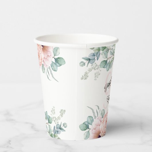 Zachte Pastel Bloemen 90ste Verjaardag Viering Papieren Bekers (Rechts)