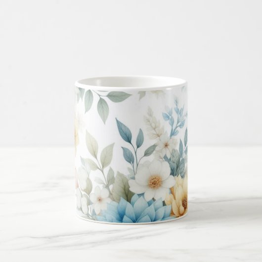 Zachte pastel Bloemen Blauw Dahlia Mok (Center)