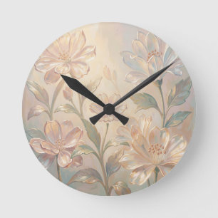 Zachte Pastel Bloemenschildering in Bloei Ronde Klok