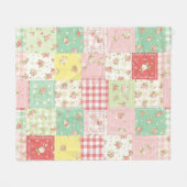 Zachte Pastel Bloemige Patchwork Ginghamruit Fleece Deken (Voorkant (Horizontaal))