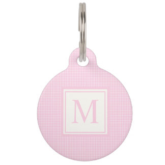 Zachte Pastel Blush Baby Roze en Witte Geruite Huisdierpenning