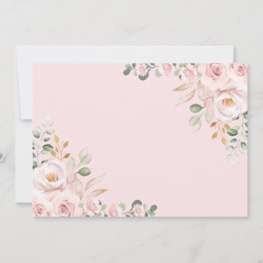 Zachte Pastel Blush Flower Glitter 1e Verjaardag M Kaart (Achterkant)