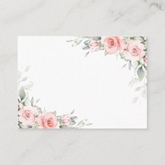 Zachte Pastel Blush Roze Bloemen Bruiloft Details  Informatiekaartje (Achterkant)