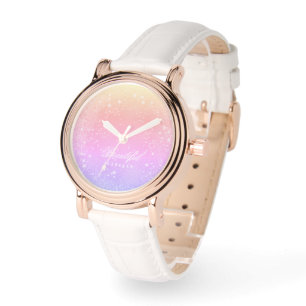 Zachte pastel chique veelkleurige horloge