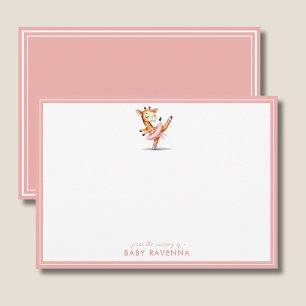 Zachte Pastel Dieren Giraffe Ballerina Baby Shower Notitiekaartje