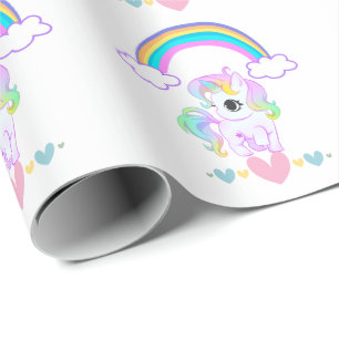Zachte pastel eenhoorn en regenboog ontwerp inpakp cadeaupapier