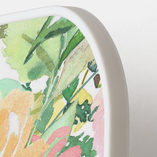 Zachte pastel en aardse tonen, bloementuin pickleball paddle (Links Detail)