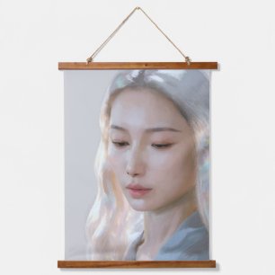 Zachte Pastel Esthetische Vrouw Fijne Kunst Hangend Wandkleed