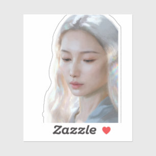 Zachte Pastel Esthetische Vrouw Fijne Kunst Sticker