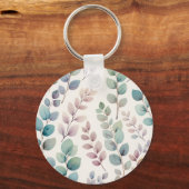 Zachte pastel eucalyptus verlaat postsleutel sleutelhanger (Achterkant)
