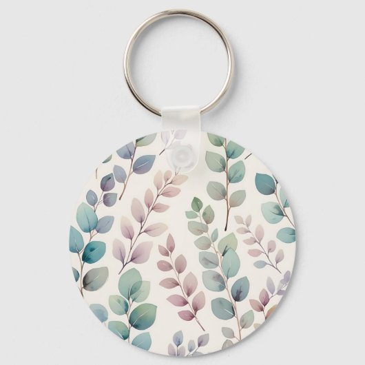 Zachte pastel eucalyptus verlaat postsleutel sleutelhanger (Achterkant)