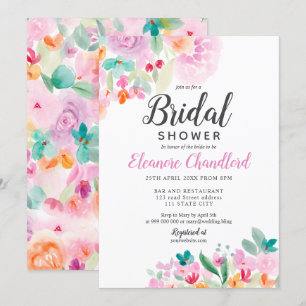 zachte pastel floral waterverf vrijgezellenfeest kaart