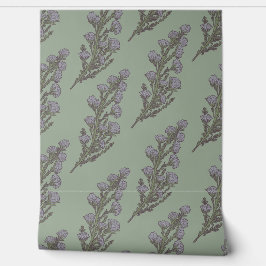 Zachte Pastel Groen & Lavendel Botanische Bloemen Behang
