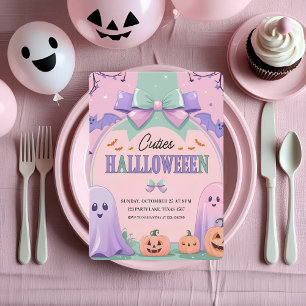 Zachte Pastel Halloween Feestje Kinderen Geesten Feestdagenkaart