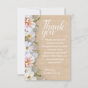 Zachte Pastel Houten Bloemen Bedankkaart