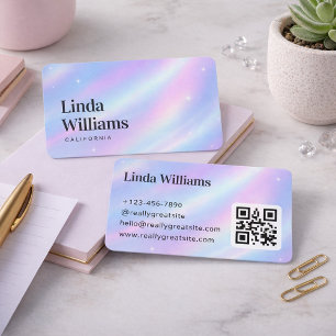 Zachte Pastel Irideerend Serif Naam Design QR Code Visitekaartje