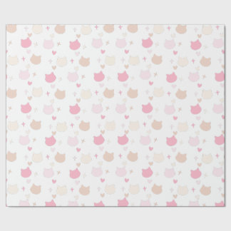 Zachte Pastel Kawaii Katten Hartjes en Sterren Inp Cadeaupapier