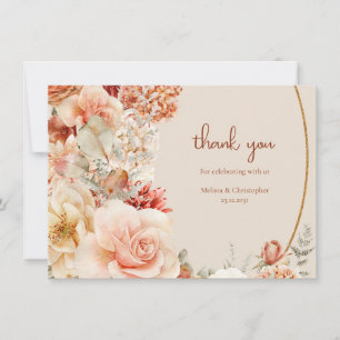 Zachte pastel kleurrijke boeket herfst bloemen bedankkaart