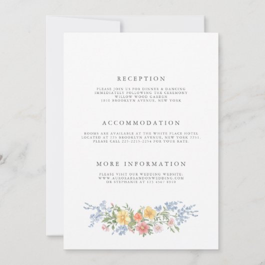 Zachte pastel  lente alles in één chique bruiloft kaart (Achterkant)