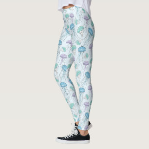 Zachte pastel meerkleurige gloeiende kwalpatroon leggings
