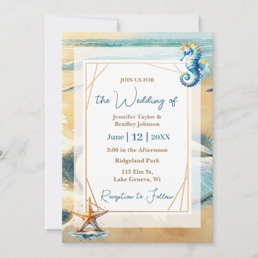 Zachte Pastel Ocean Coastal Zand dollar bruiloft Kaart (Voorkant)
