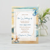 Zachte Pastel Ocean Coastal Zand dollar bruiloft Kaart (Staand voorkant)