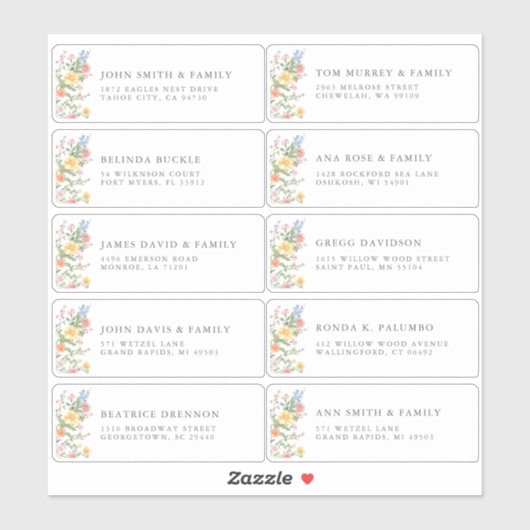 Zachte Pastel Ornate Lente Tuin Gast Naam Adres Sticker (Vel)