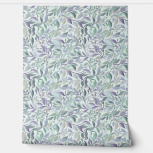 Zachte pastel paarse en salie groene bladeren chic behang